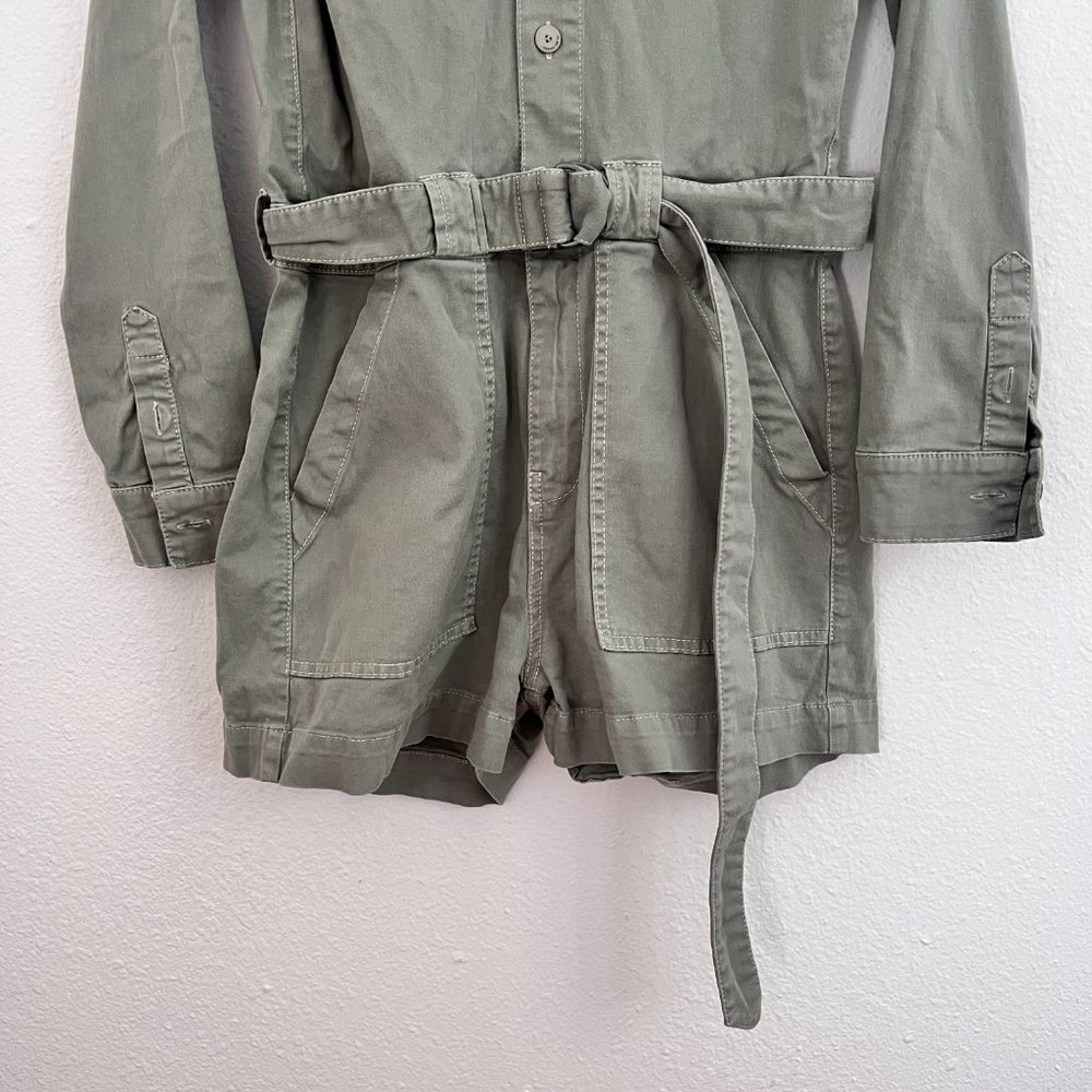 Jonathan Simkhai Green Darcy Cotton Twill Cargo Utilitarian Playsuit Romper S - Picture 4 of 8